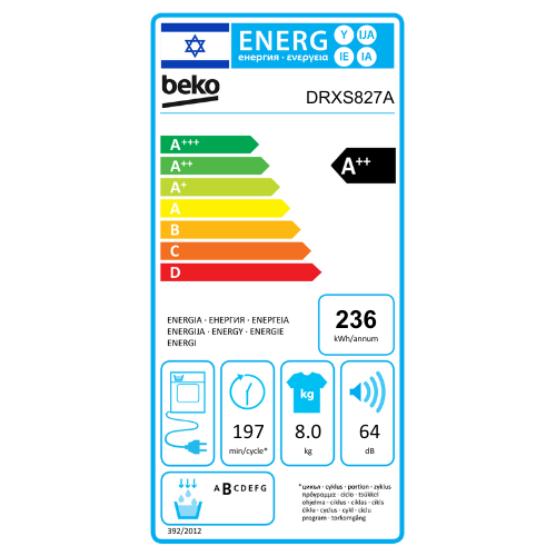 ����� ����� 8 ���� Beko DRXS827A ��� �������� ����� ������ A-������ ����� ����
