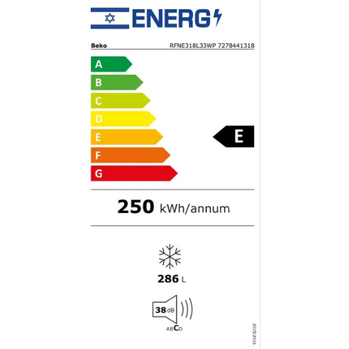 ����� 8 ������ 286 ���� No Frost ��� RFNE318L33WP ��� Beko ���-������ ����� ����